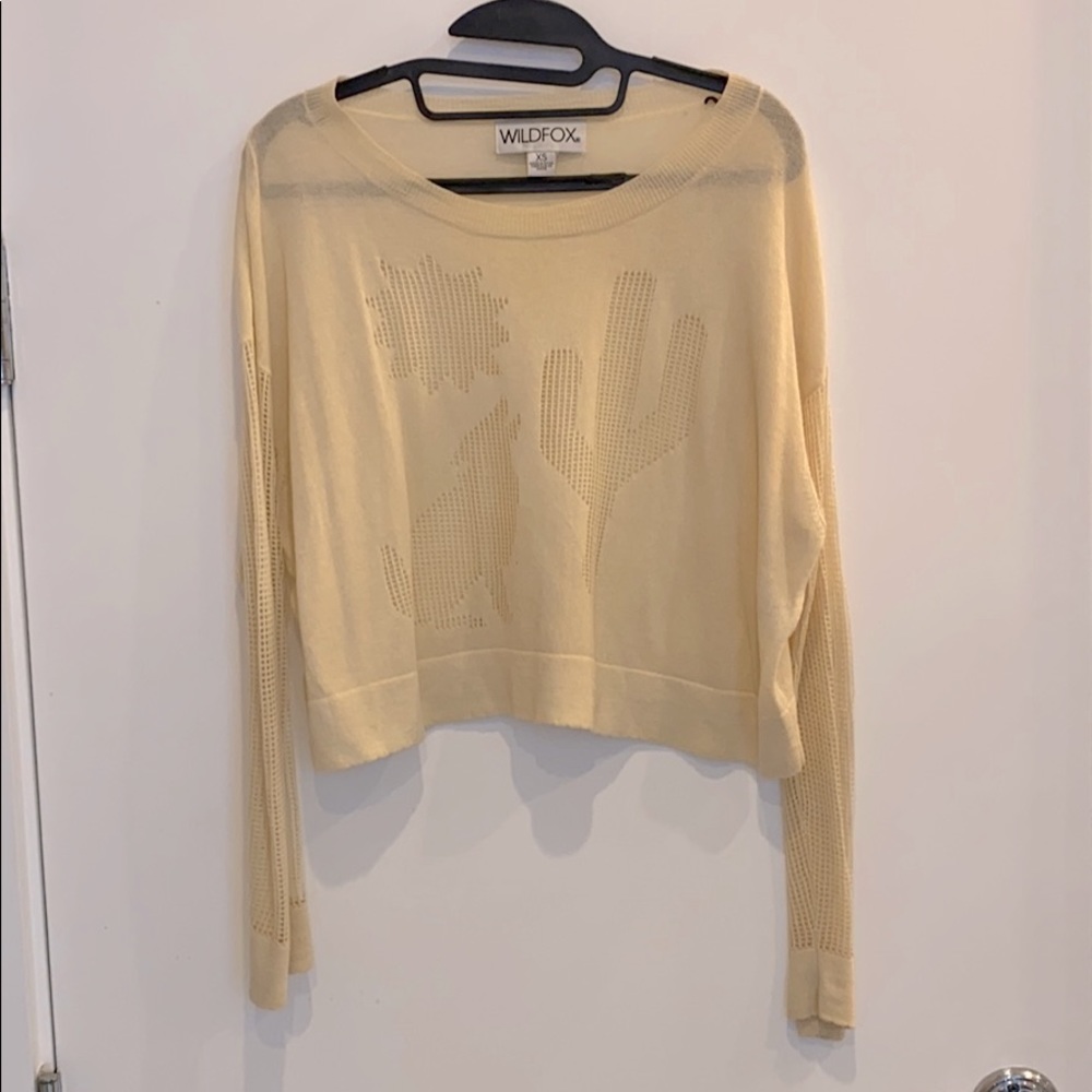 Wildfox Cream Semi-Sheer Coyote Sweater